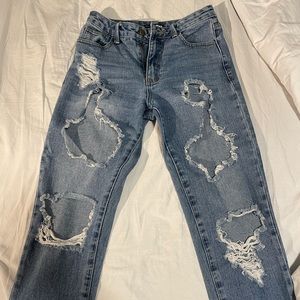 Fashion Nova Jeans with hand embroidered flames on back pockets